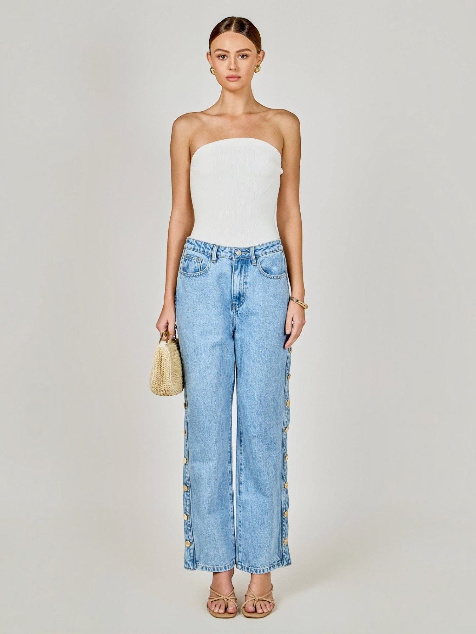 Mialur Boutique - The Monroe Button Jeans - Denim Color