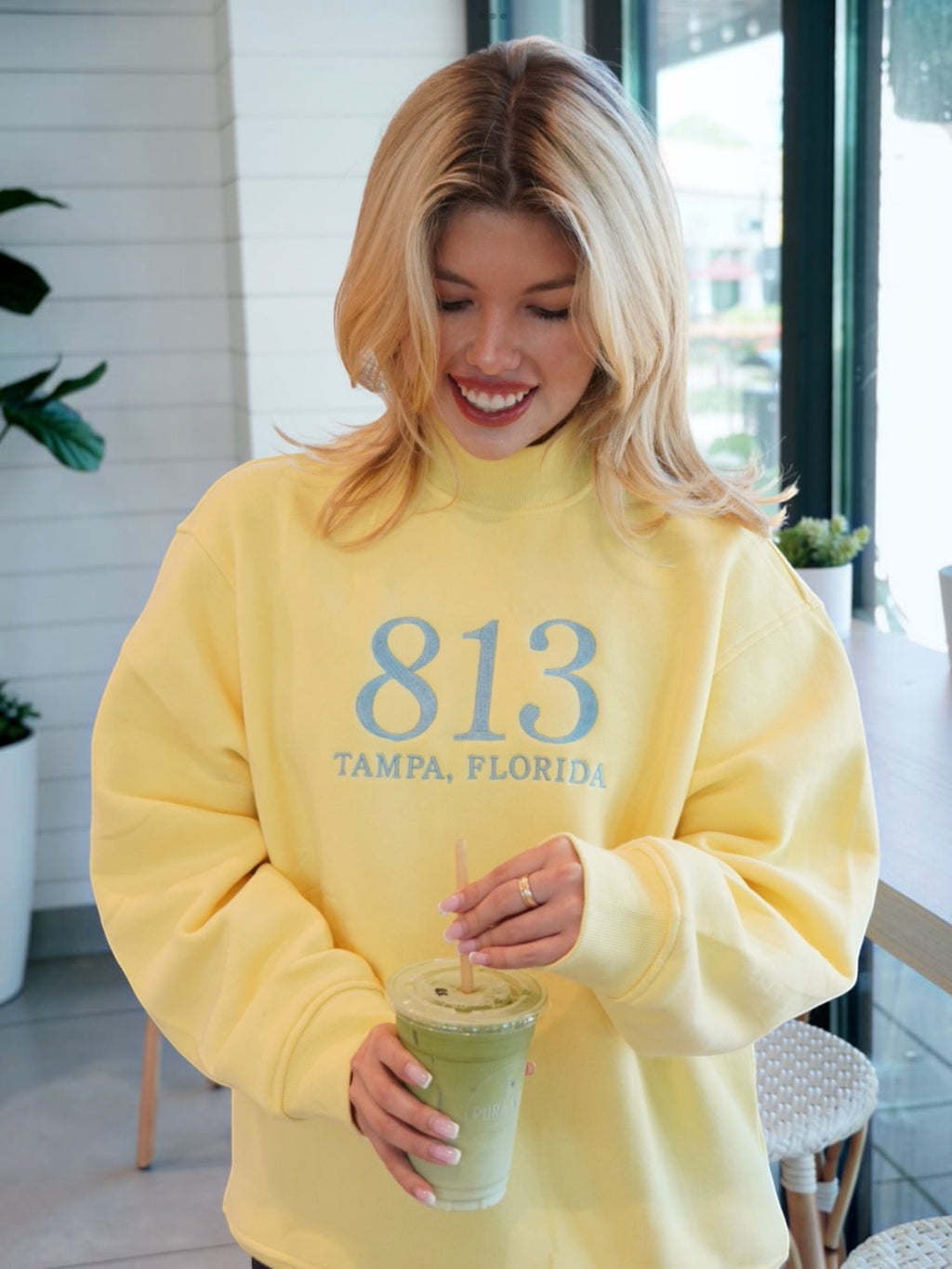 Mialur Boutique - 813 Tampa Florida Sweatshirt - Mock Top - Yellow Color