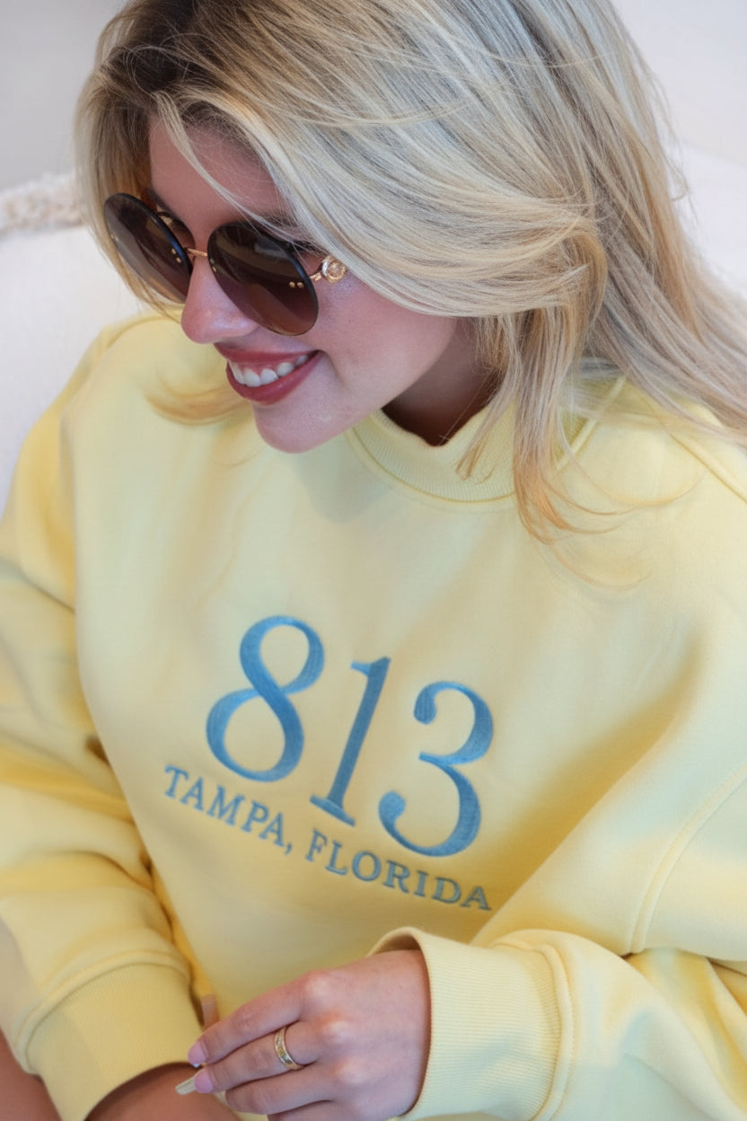 Mialur Boutique - 813 Tampa Florida Sweatshirt - Mock Top - Yellow Color