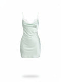 Mialur Boutique - Satin Lace Trim Slip Mini Dress