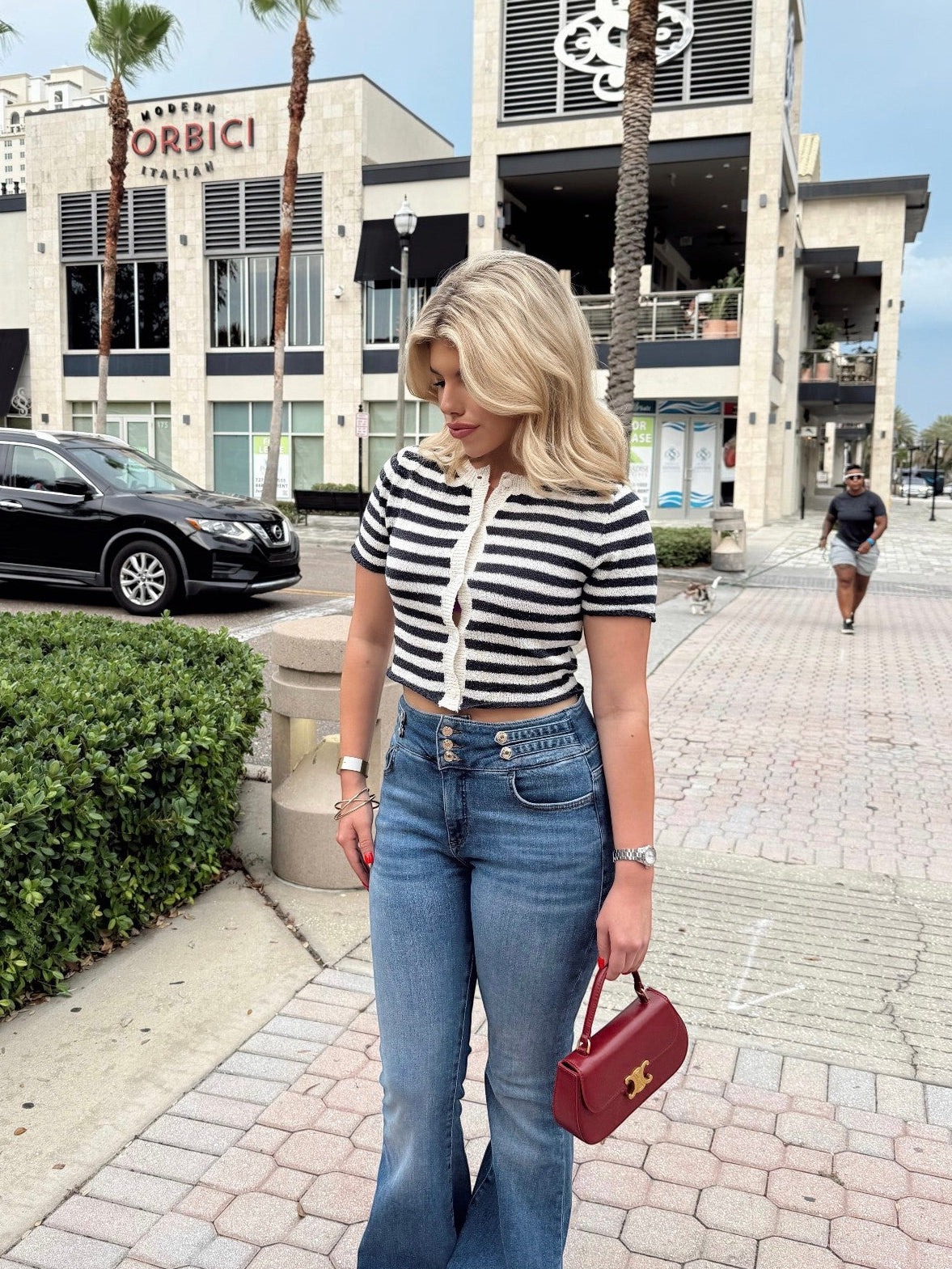 Mialur Boutique - Navy Coast Knit Top - Navy and White Strip