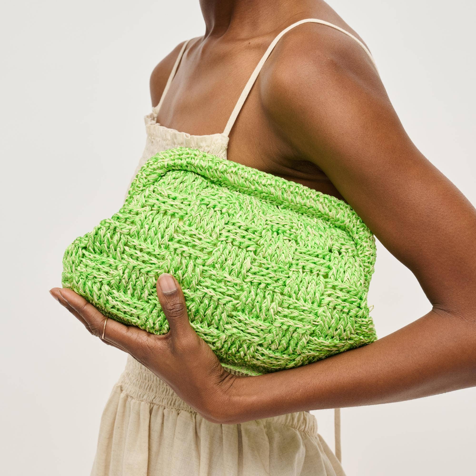 Lime Woven Clutch Bag