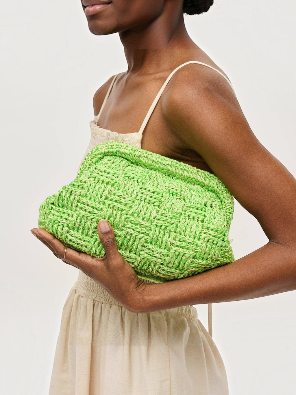 Mialur Boutique - Woven Clutch Bag - Lime Color