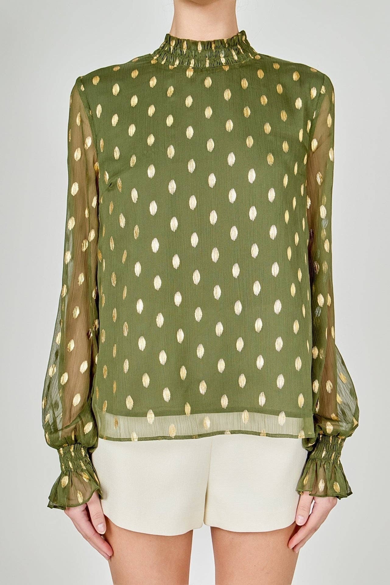 Polka Dot Chiffon Blouse