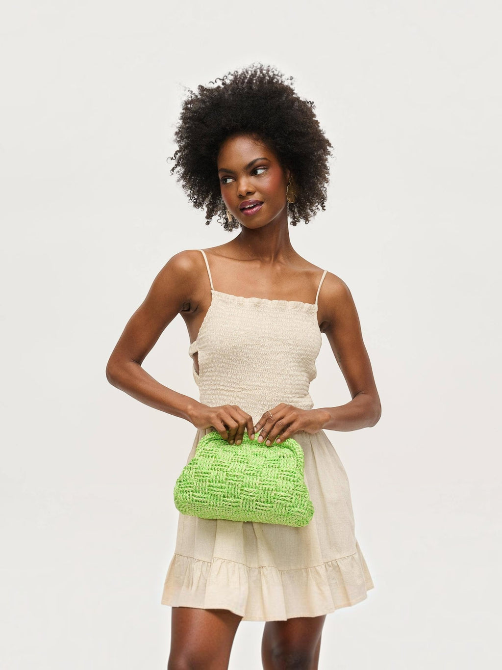 Mialur Boutique - Woven Clutch Bag - Lime Color