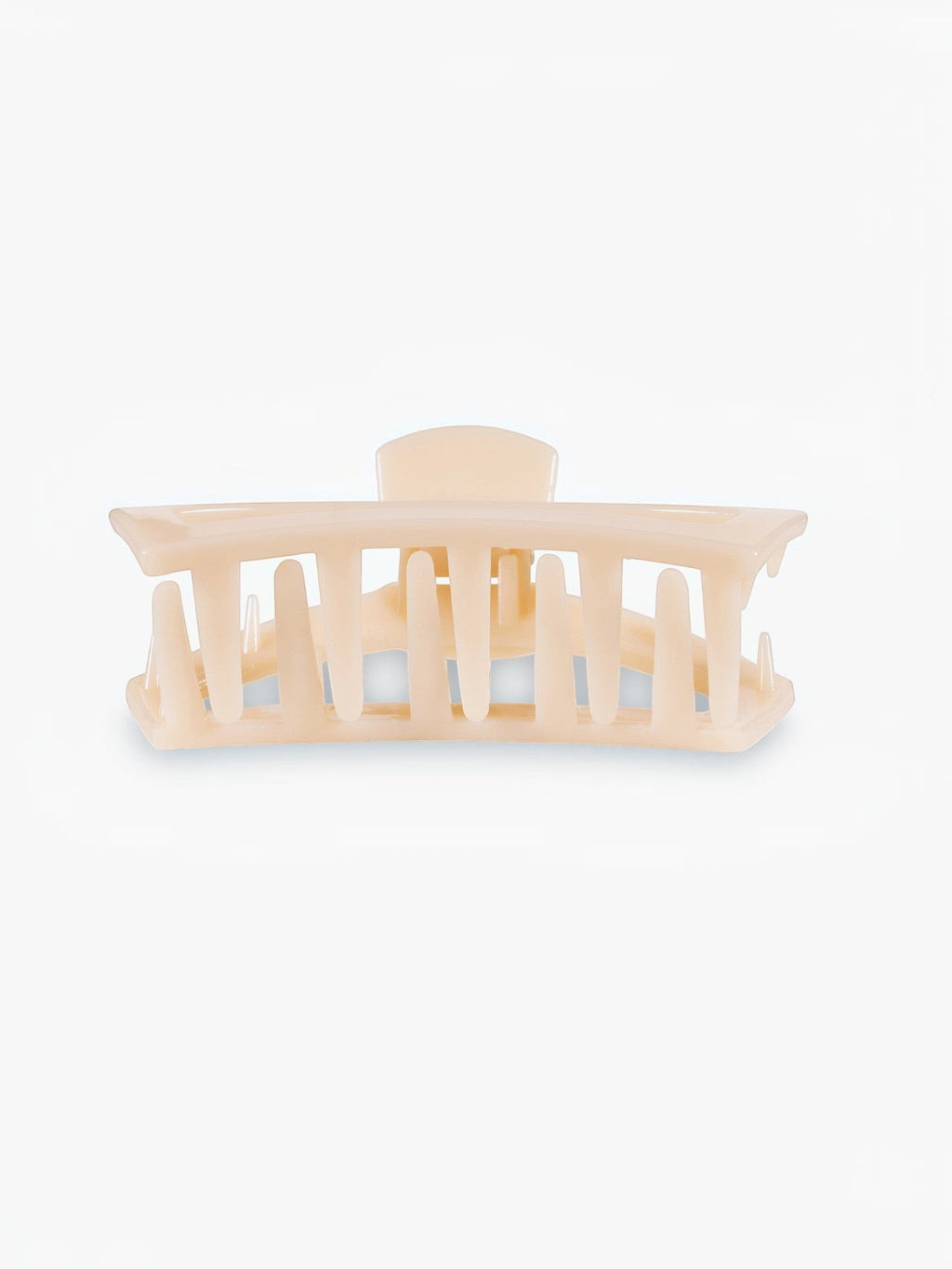 Mialur almond beige medium hair clip with an open claw silhouette and bendable teeth for a secure, gentle hold.