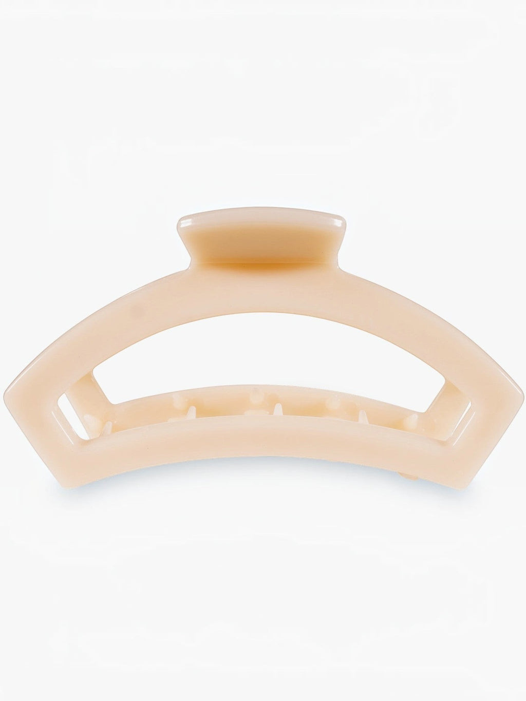 Mialur almond beige medium hair clip with an open claw silhouette and bendable teeth for a secure, gentle hold.