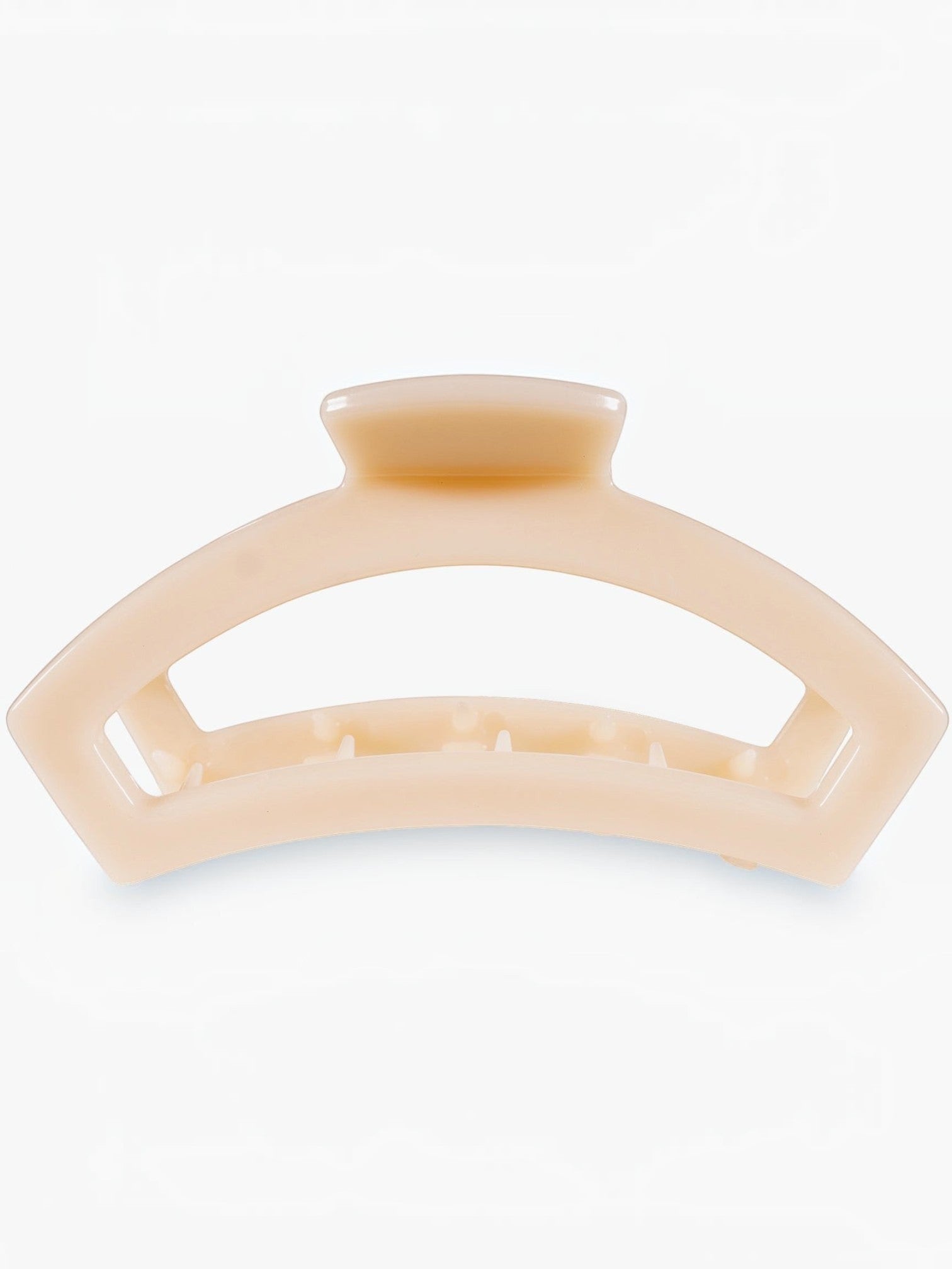 Mialur almond beige medium hair clip with an open claw silhouette and bendable teeth for a secure, gentle hold.