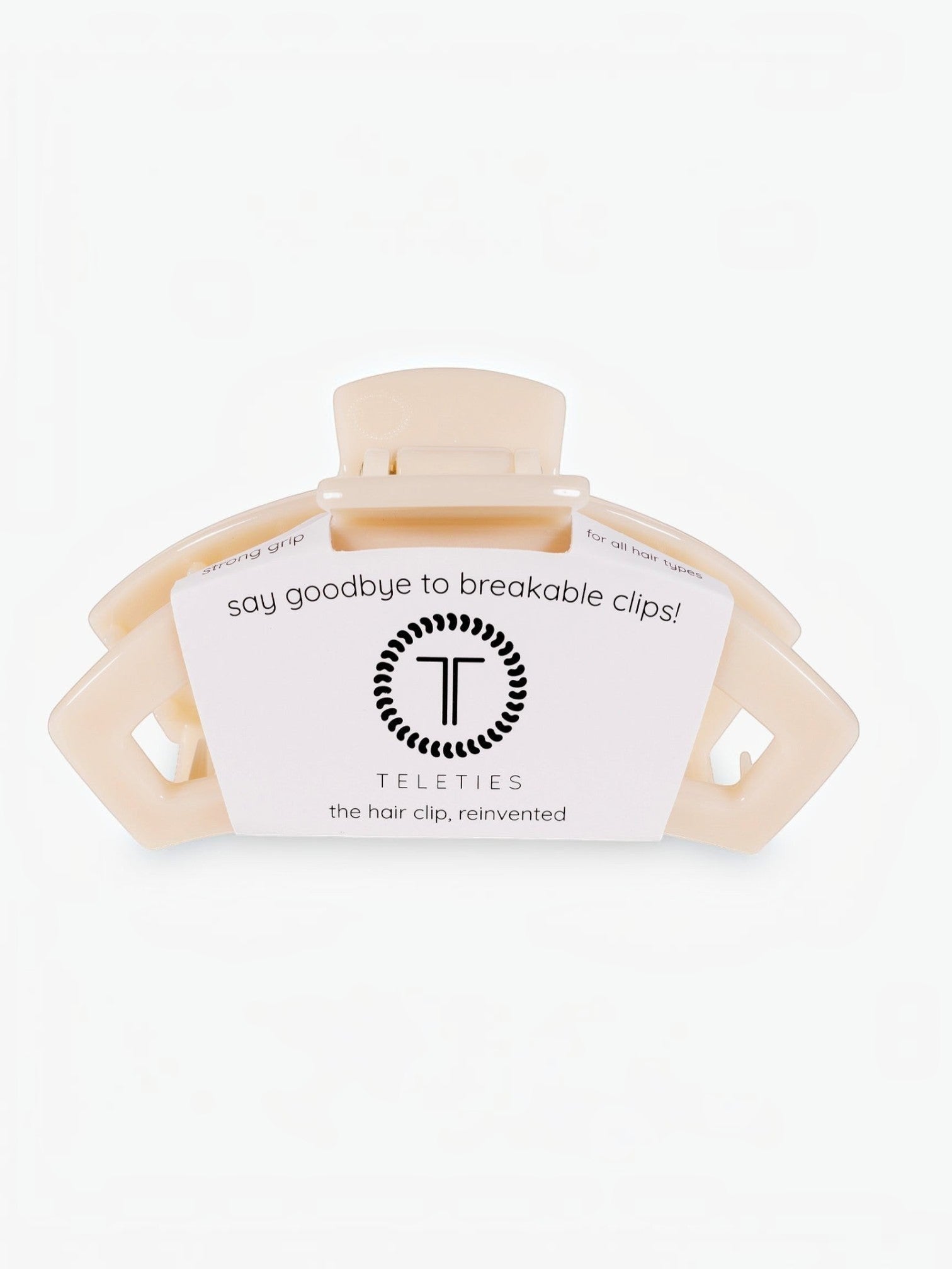 Mialur almond beige medium hair claw clip with an open design and durable bendable teeth for a secure hold.