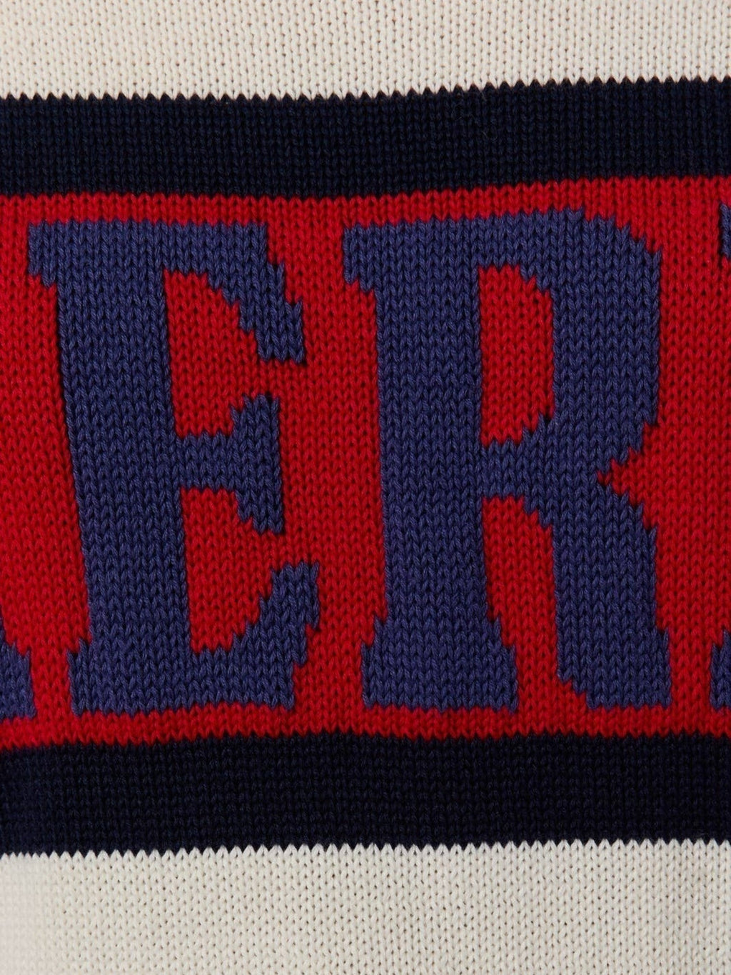 Mialur America knit sweater featuring red, white, and navy stripes with collegiate-style lettering on soft knit fabric