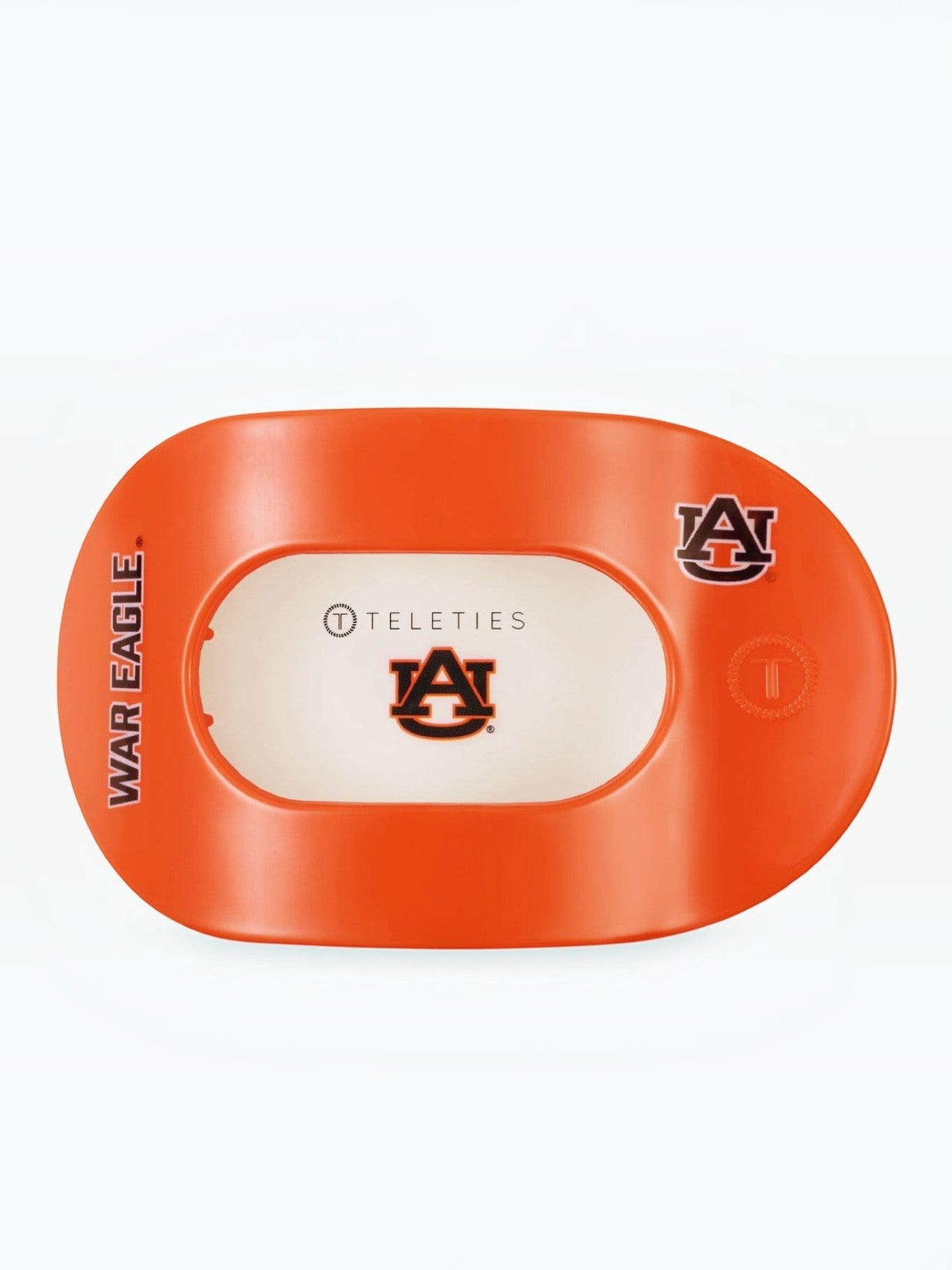 Mialur TELETIES Auburn University War Eagle medium flat round hair clip in orange and navy for comfortable all-day wear