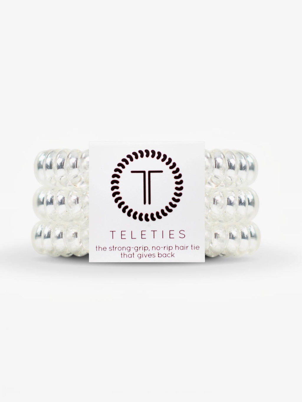 Mialur pack of three large crystal clear TELETIES spiral hair ties with a strong grip and no-rip design.