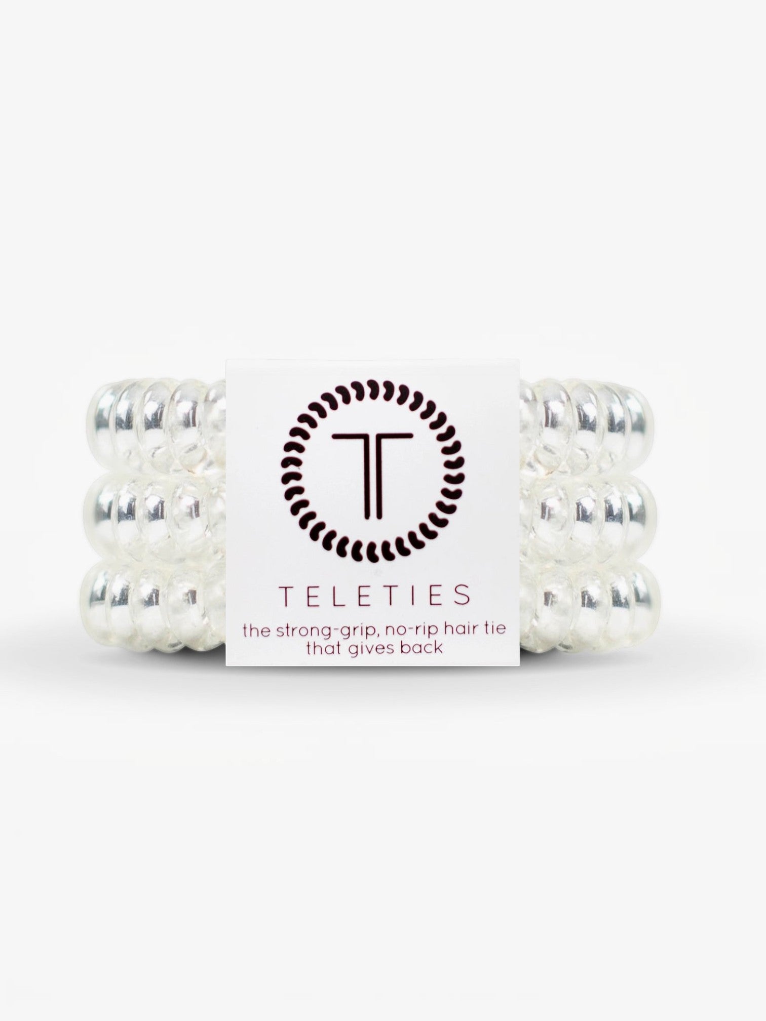 Mialur pack of three large crystal clear TELETIES spiral hair ties with a strong grip and no-rip design.