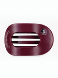 Mialur Florida State University Go Noles! medium flat round hair clip in garnet with gold team logo and branding.