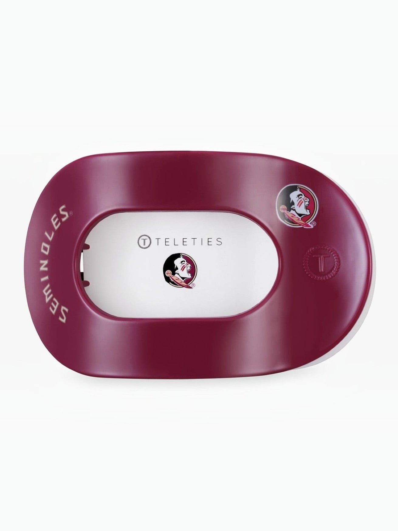 Mialur TELETIES Florida State University garnet and gold flat round hair clip with Seminoles branding