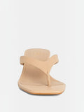 Mialur FRANNY nude thong heeled sandals with a square open toe and minimalist slip-on design.