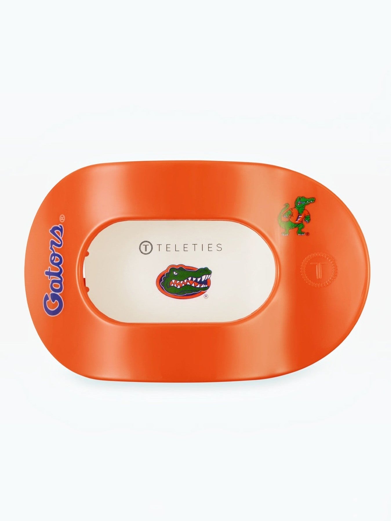 Mialur TELETIES University of Florida Gators large flat round hair clip in orange and blue with durable bendable teeth.