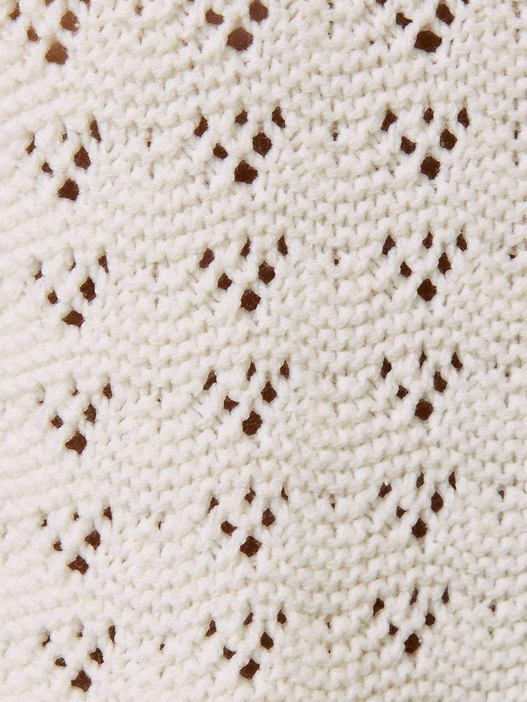 Close-up of Mialur Harbor Knit Shorts featuring a soft neutral lightweight knit fabric with delicate openwork details.