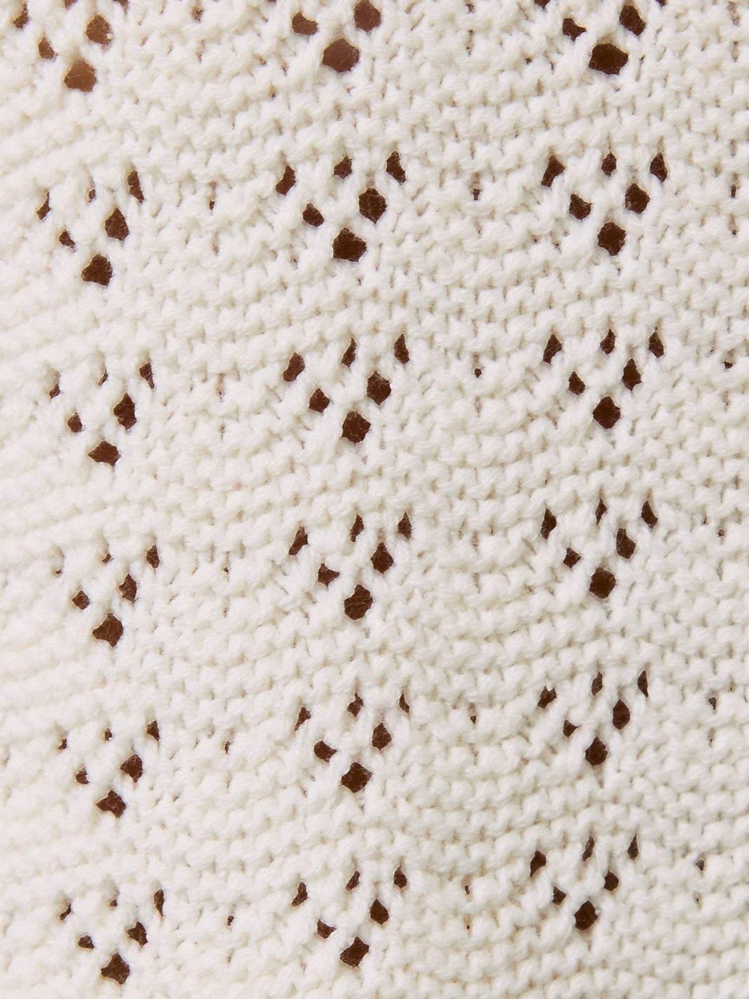 Close-up of Mialur Harbor Knit Shorts featuring a soft neutral lightweight knit fabric with delicate openwork details.