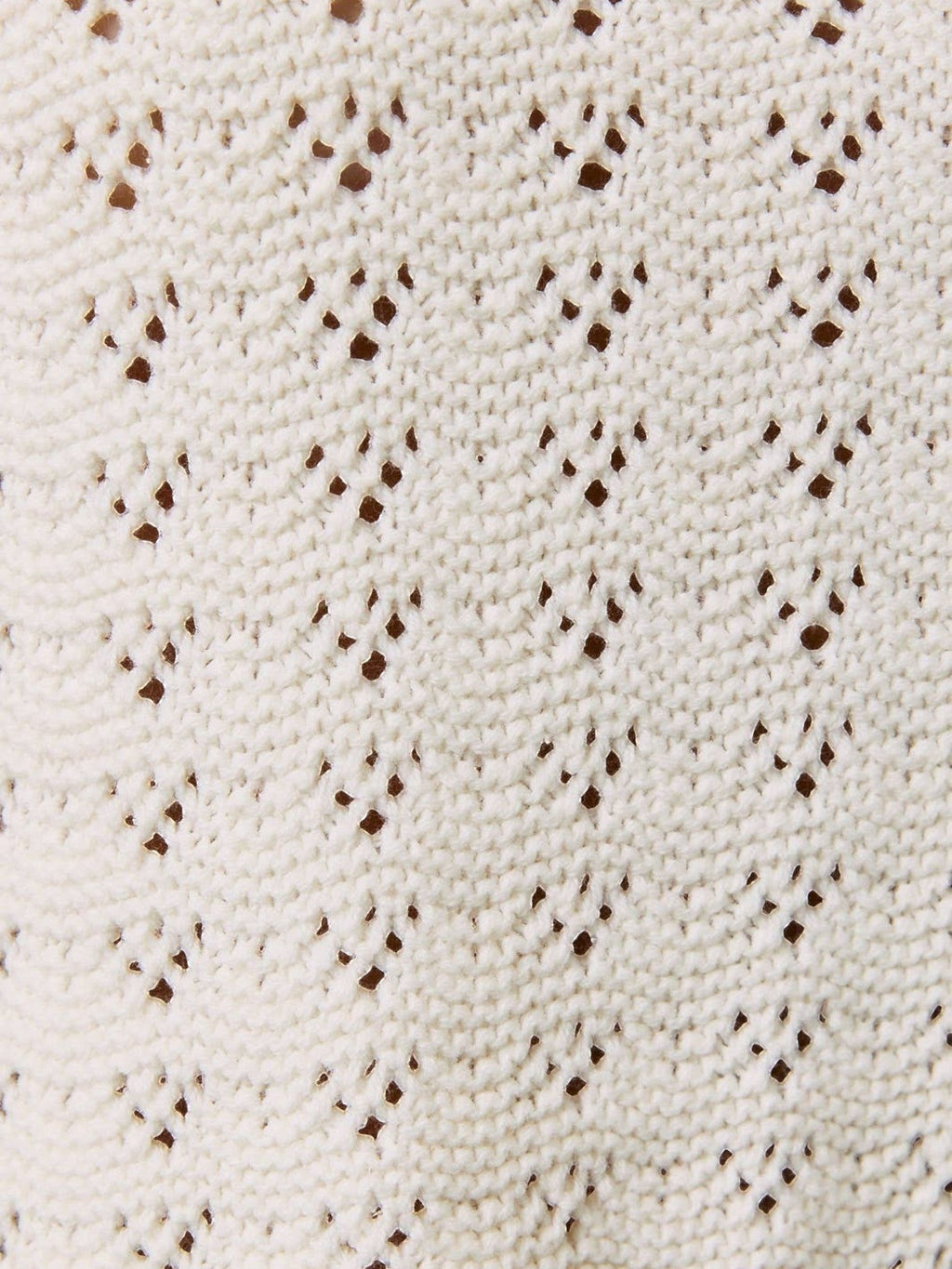 Close-up of Mialur Harbor Knit Top fabric featuring a breathable cream open-knit pattern with delicate texture.
