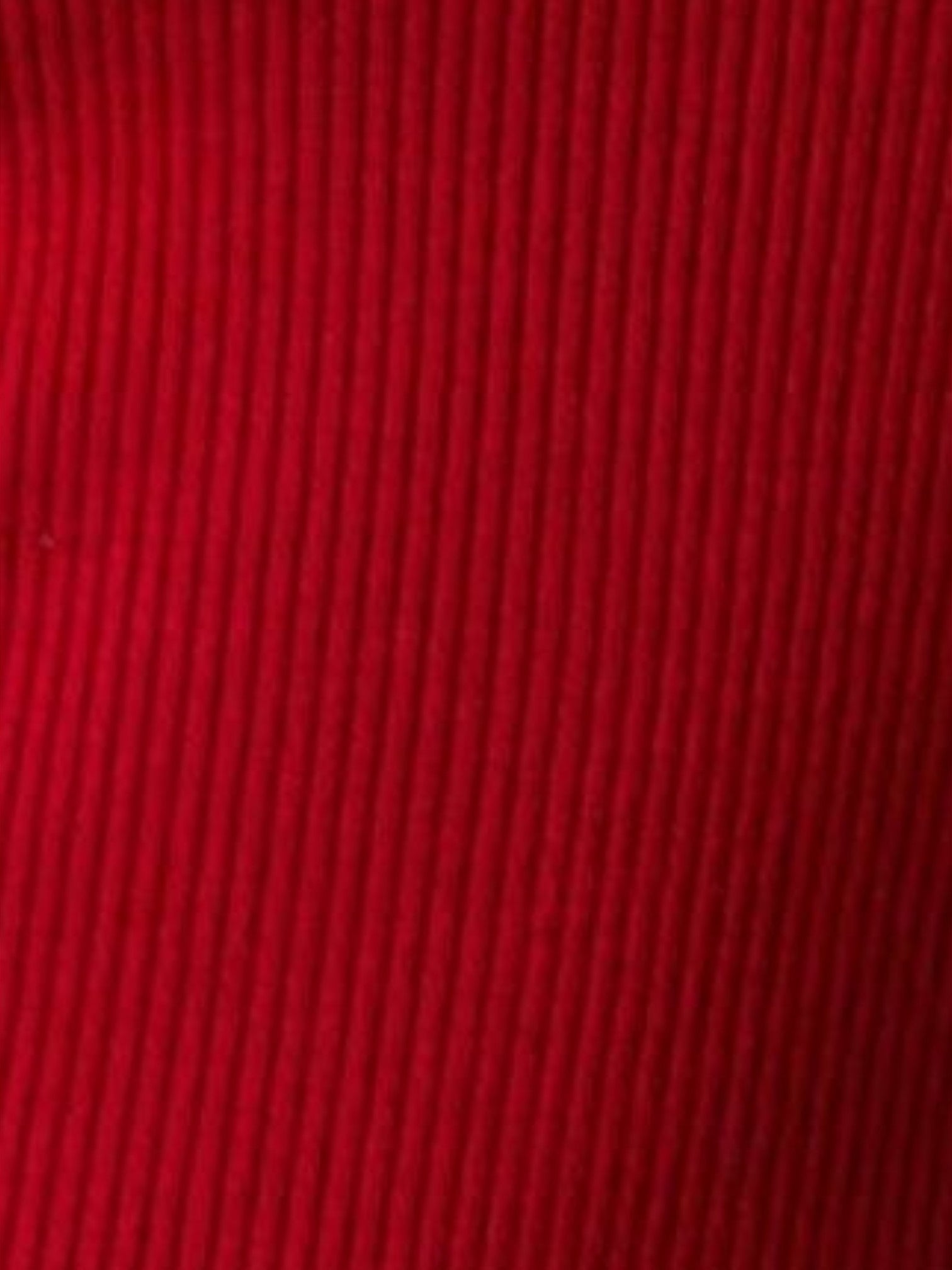 Mialur red ribbed halter top fabric close-up showing soft vertical texture and fitted knit material