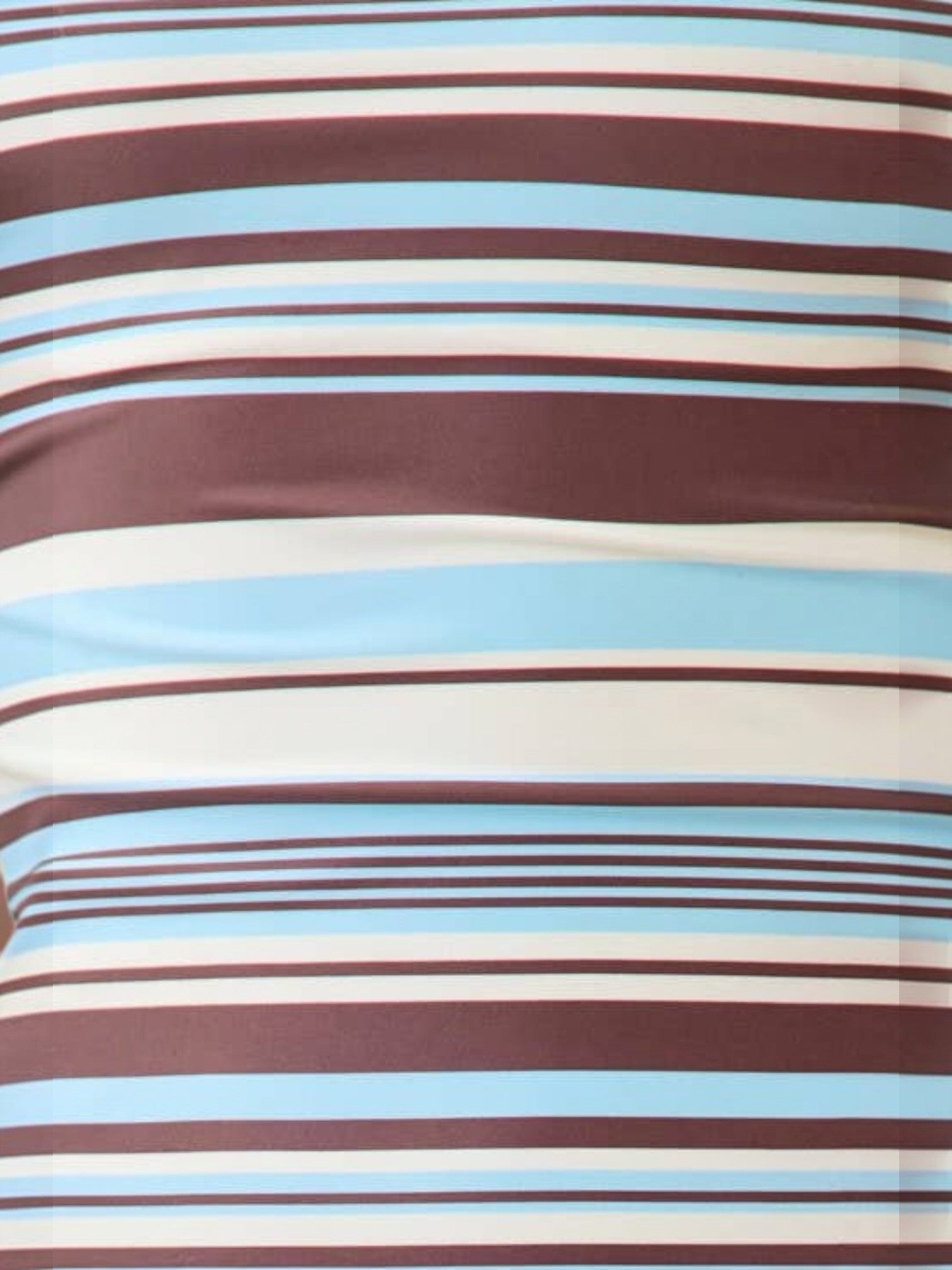 Mialur striped athleisure dress fabric featuring horizontal blue, brown, and cream lines in a mixed pattern