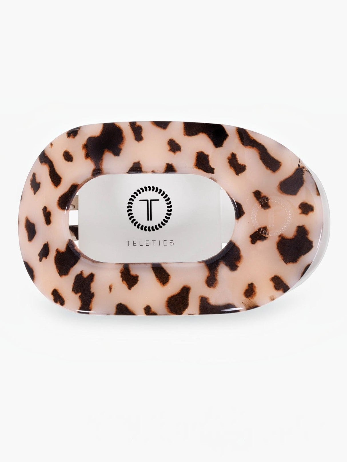 Mialur TELETIES blonde tortoise medium flat round hair clip in brown and beige with a comfortable, durable design.