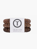 Mialur TELETIES Morning Brew large spiral coil hair ties in a pack of three coffee brown shades