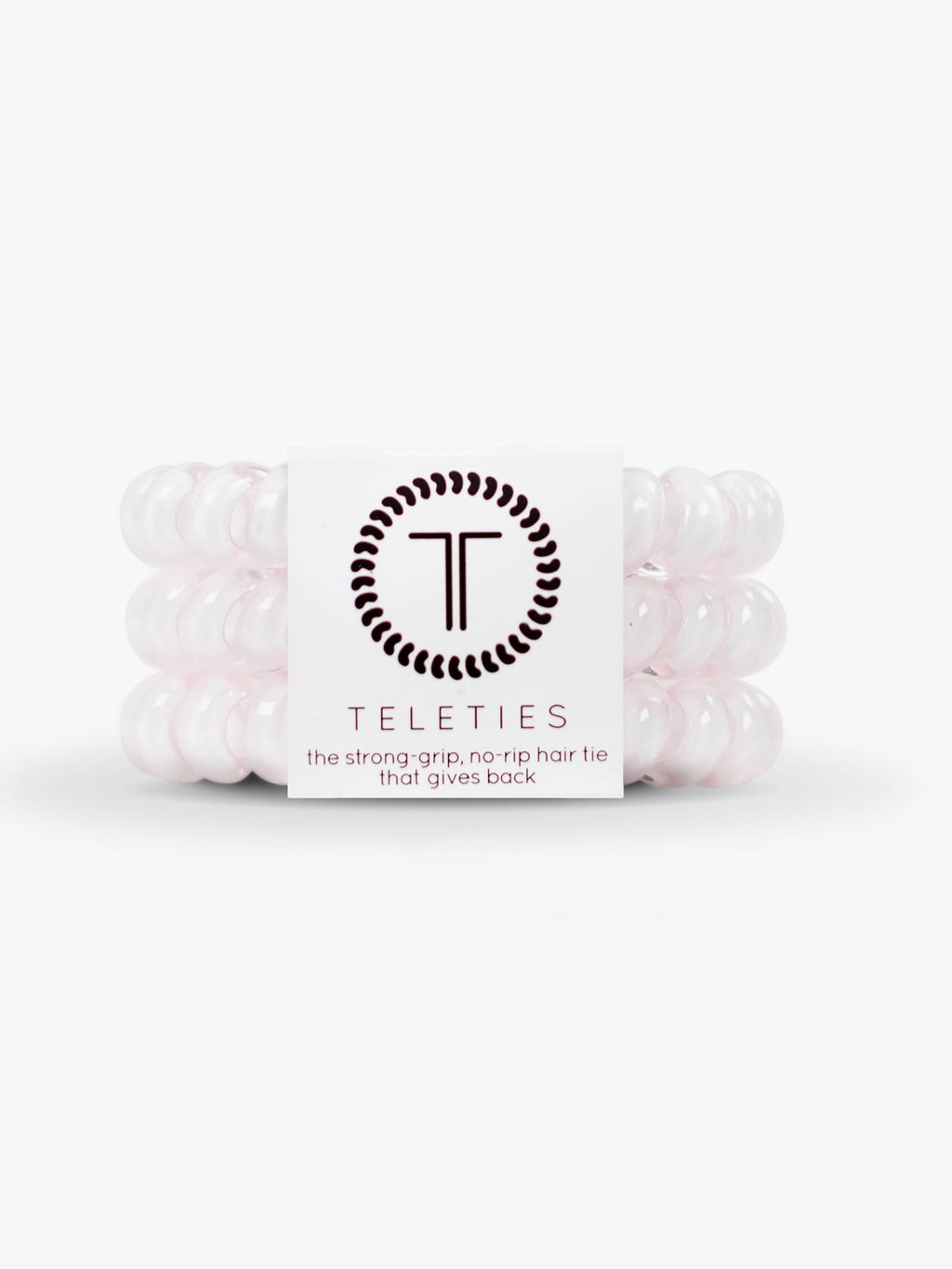 Mialur TELETIES large rose water pink spiral hair ties in a pack of three with strong grip and no-rip design
