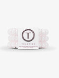 Mialur TELETIES large rose water pink spiral hair ties in a pack of three with strong grip and no-rip design