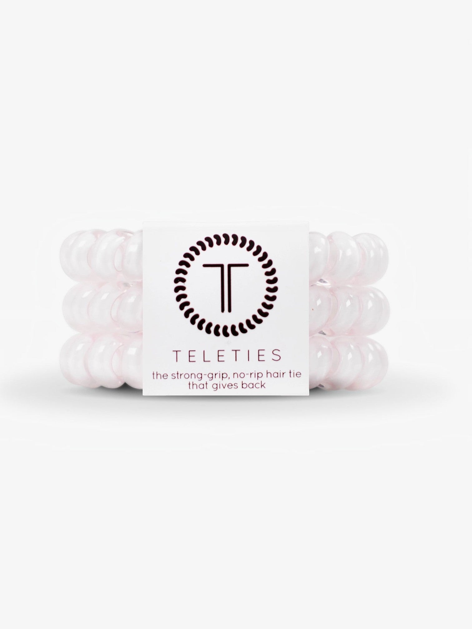 Mialur TELETIES large rose water pink spiral hair ties in a pack of three with strong grip and no-rip design