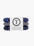 Mialur TELETIES Twilight Tones large spiral coil hair ties in navy blue, pack of three for thick and curly hair