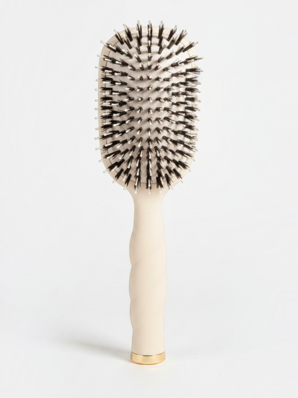 Mialur TELETIES tan boar bristle hair brush with a coil-inspired handle and nylon bristles for smoothing hair