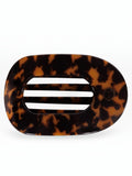 Mialur TELETIES large flat round hair clip in brown tortoise pattern for comfortable, secure all-day hair styling.